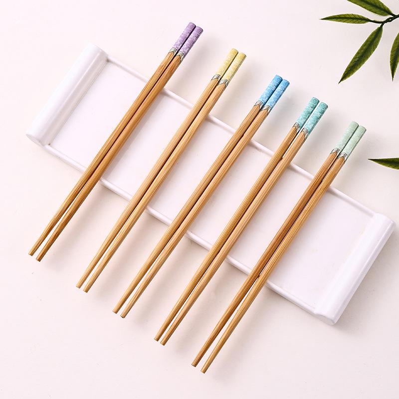 Five-Color Nan Bamboo Chopsticks for Home Sharing - Chinese Style, New Set for Individual Use