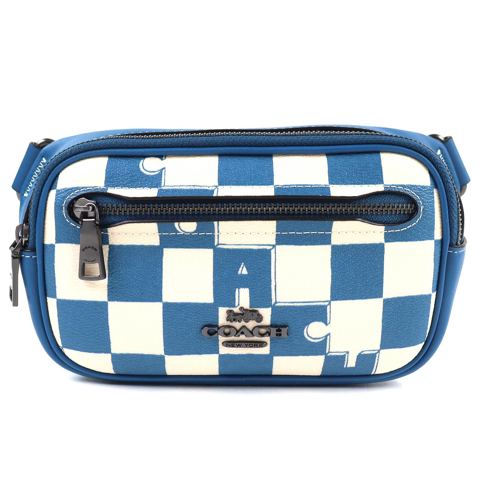 Excellent COACH Sling bag Checkerboard Print Elias Mini Belt Bag CR210 Used