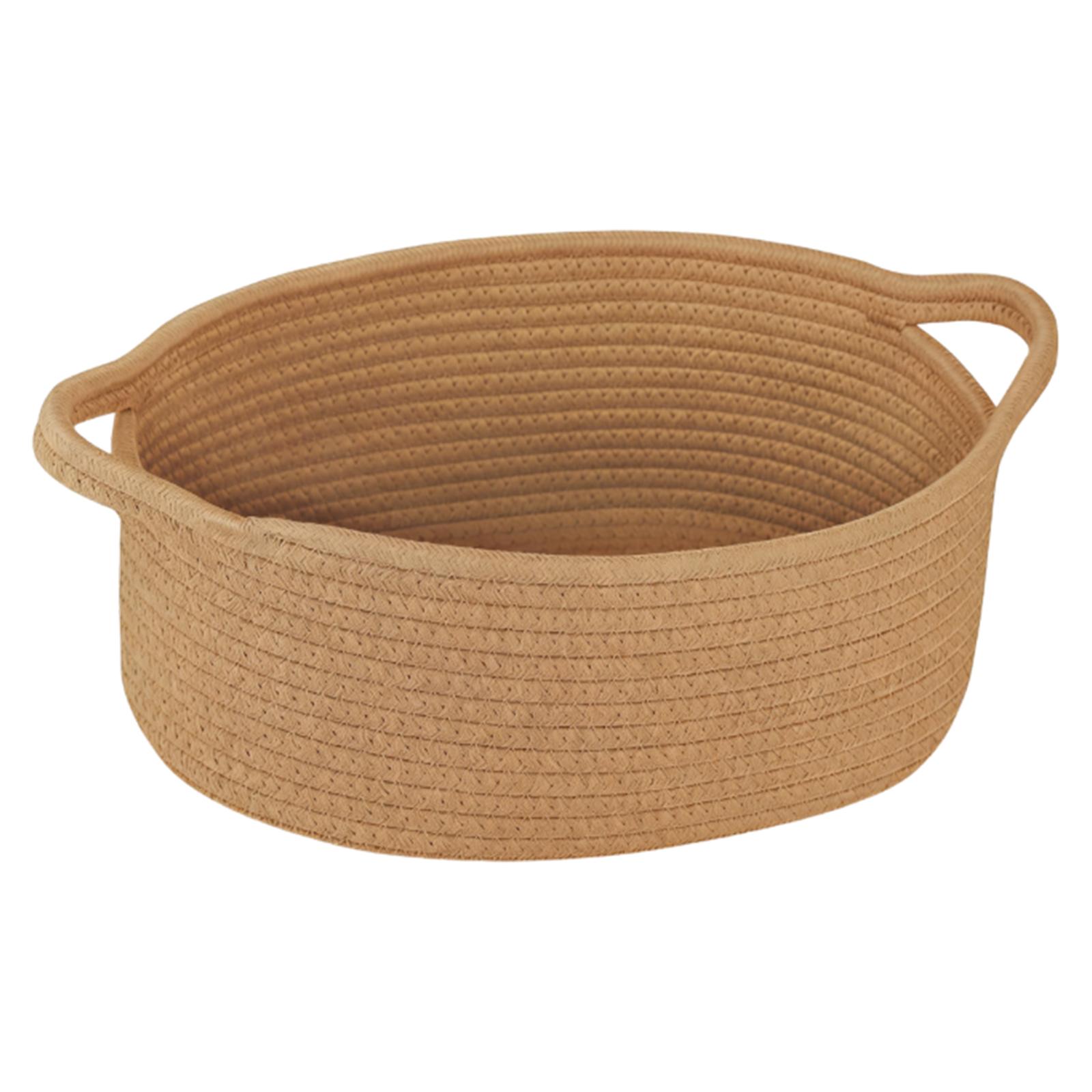 

Cotton Rope Storage Basket with Handles Oval Woven Organizer Bin for Nursery Laundry Toys Towels Blankets Shelf Use One Size верблюд