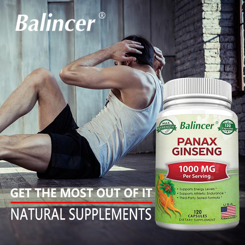 Extrakt aus Stängeln und Blättern von Amerikanischem Ginseng hilft, Energie, Ausdauer bei körperlicher Betätigung und körperliche Vitalität zu verbessern 120 Kapseln