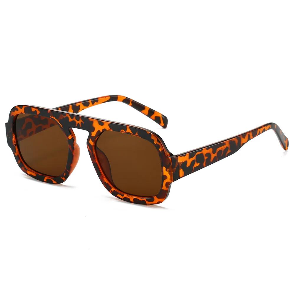 Classic Style Square Women s Sunglasses Stylishable Leopard Print Green Gradient Sunglasses Men s Punk Sunglasses