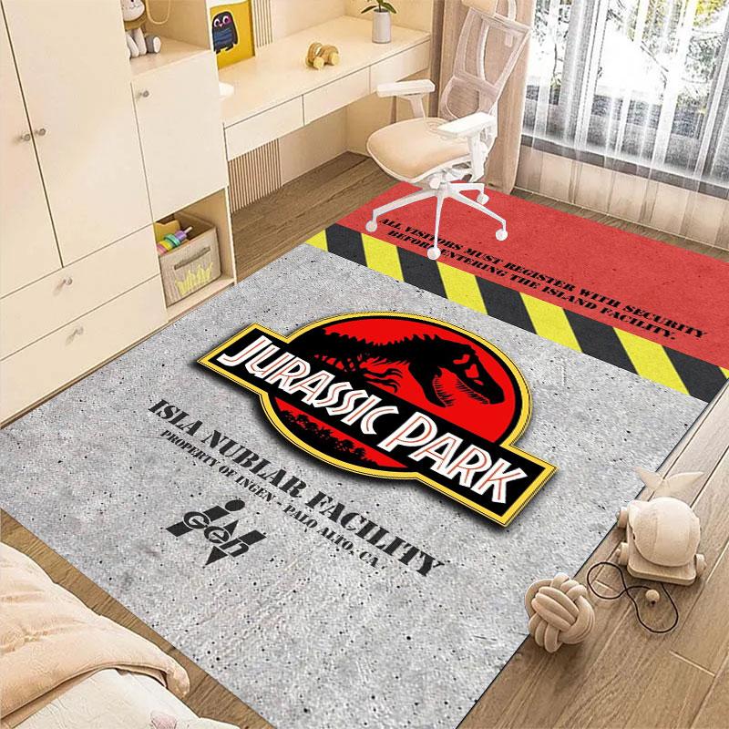 

Dark Metallic Jurassic Park Print Rug – Non-slip Kitchen Mat, Outdoor Rug, Home and Bedroom Décor, Yoga Mat, Birthday Gift. 60x90cm