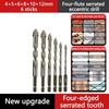 Four-Edged Tile Drill Bit Serrated Hexagonal Shank Drill Bit Set  Drilling Tool