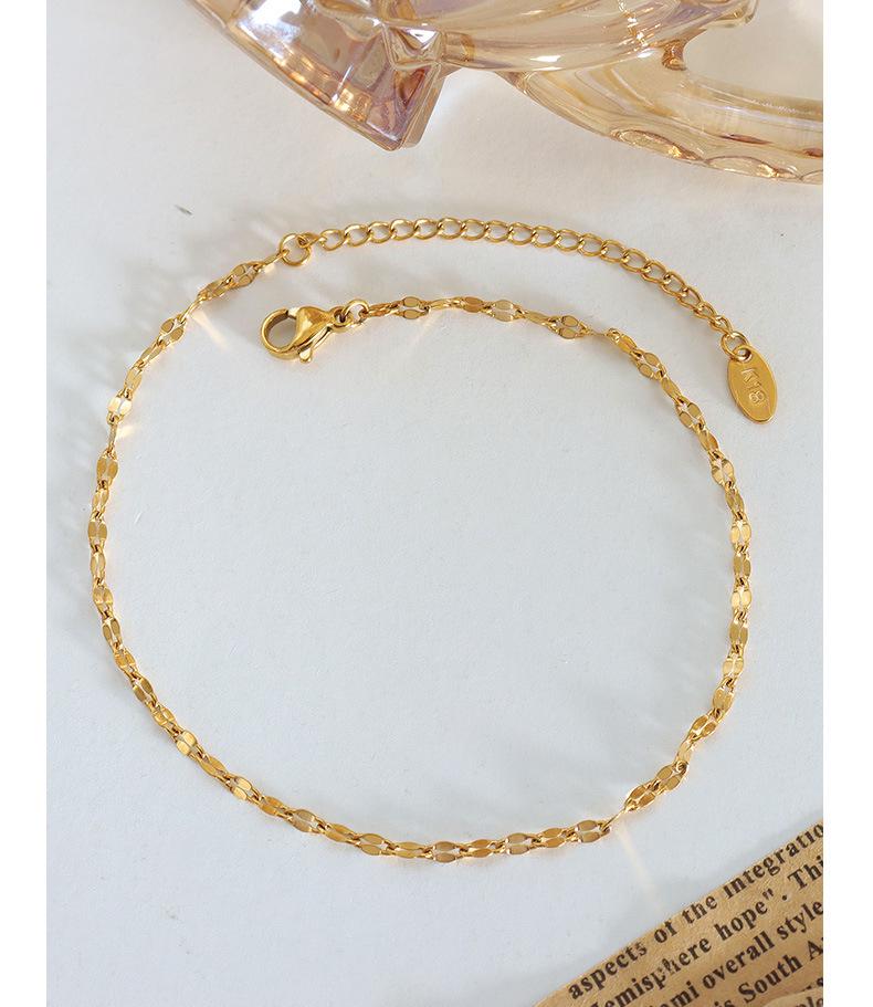 Cute Fish Mouth Chain Anklet, Versatile Titanium Steel with 18K Gold Plating, Non-fading Foot Jewelry for Summer Beachwear S087.