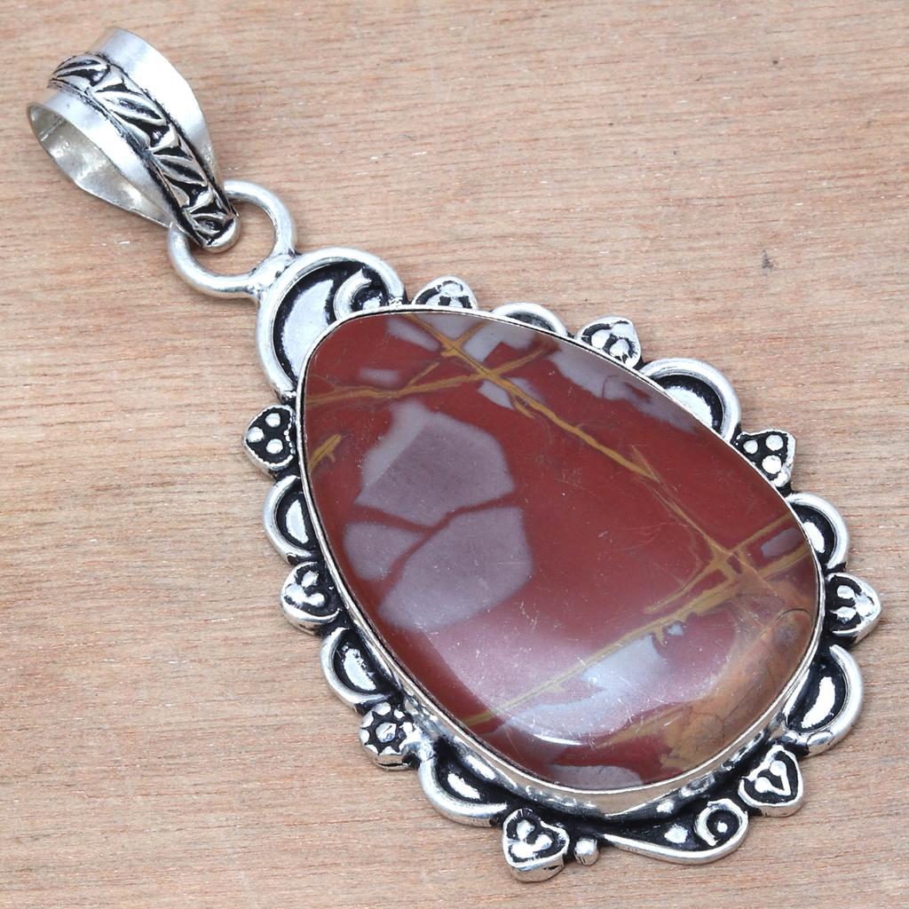 Wisiorek Jaspis Projektancki Kamień Szlachetny Prezent na Walentynki Srebrna Biżuteria 2.5"