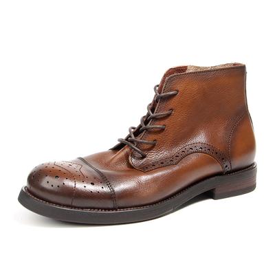 Pánské boty z hovězí kůže Boty z pravé kůže Pánské brogue Kotníkové boty Ručně vyráběné Retro kožené boty Luxusní pánské společenské boty