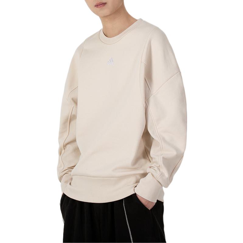 adidas Solid Color Crew Neck Sweatshirt Men Tops Light-Khaki HI1390