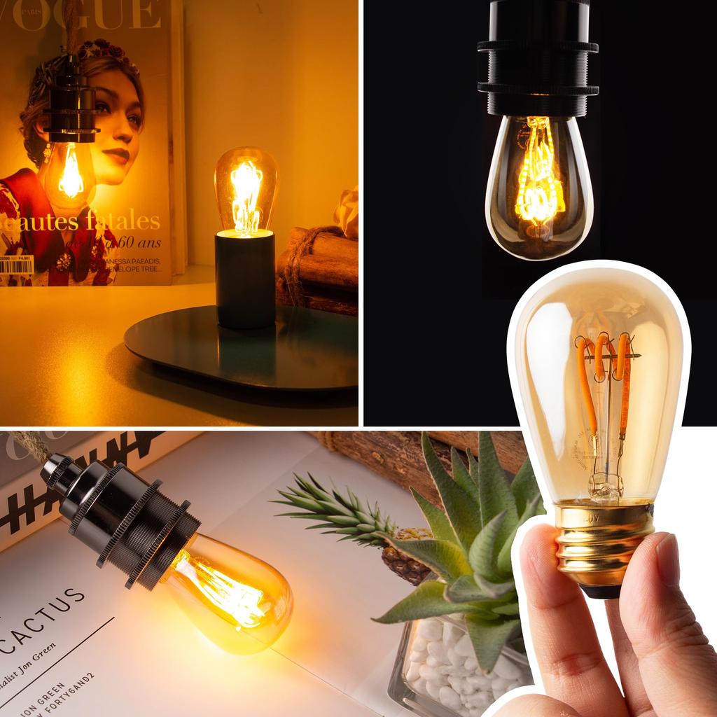 E26 Base LED Bulb, 25W Equivalent, ST45 Edison Bulb, 3W, 150lm, 2200K Warm White, Energy-Saving Filament Bulb, BrownAmber, Retro Style, for Pendant,