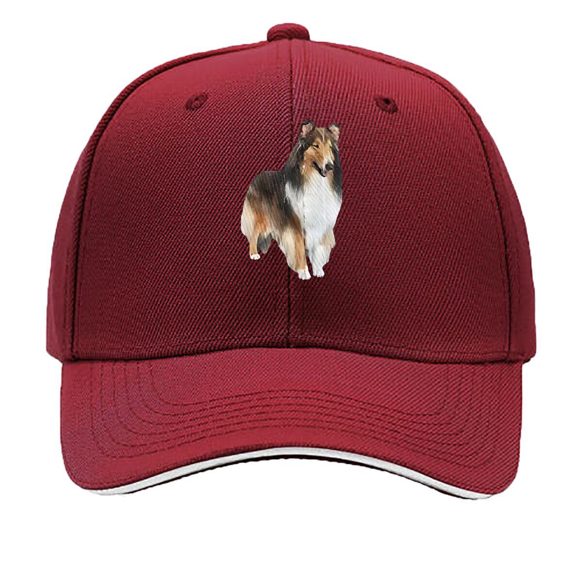 Collie Charm Dog Grace Hip Hop hat Fashion Outdoor Sports Sandwich Baseball Cap One Size бордовый