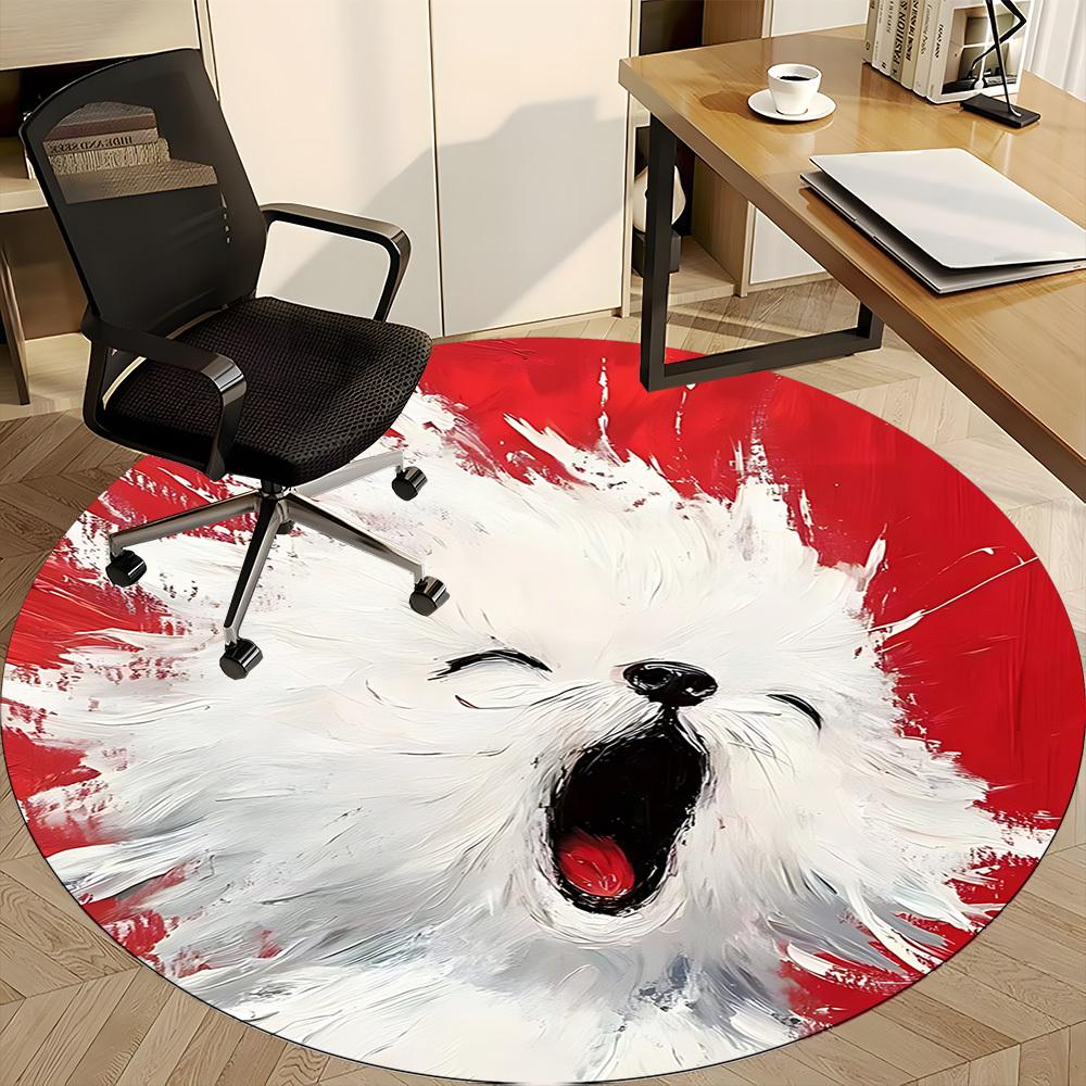 1PC Puppy Love Office Round Area Rug,  Mat Suitable ForOffice, Under Office Chairs Bedroom Living Room Home Decor, Room Deco