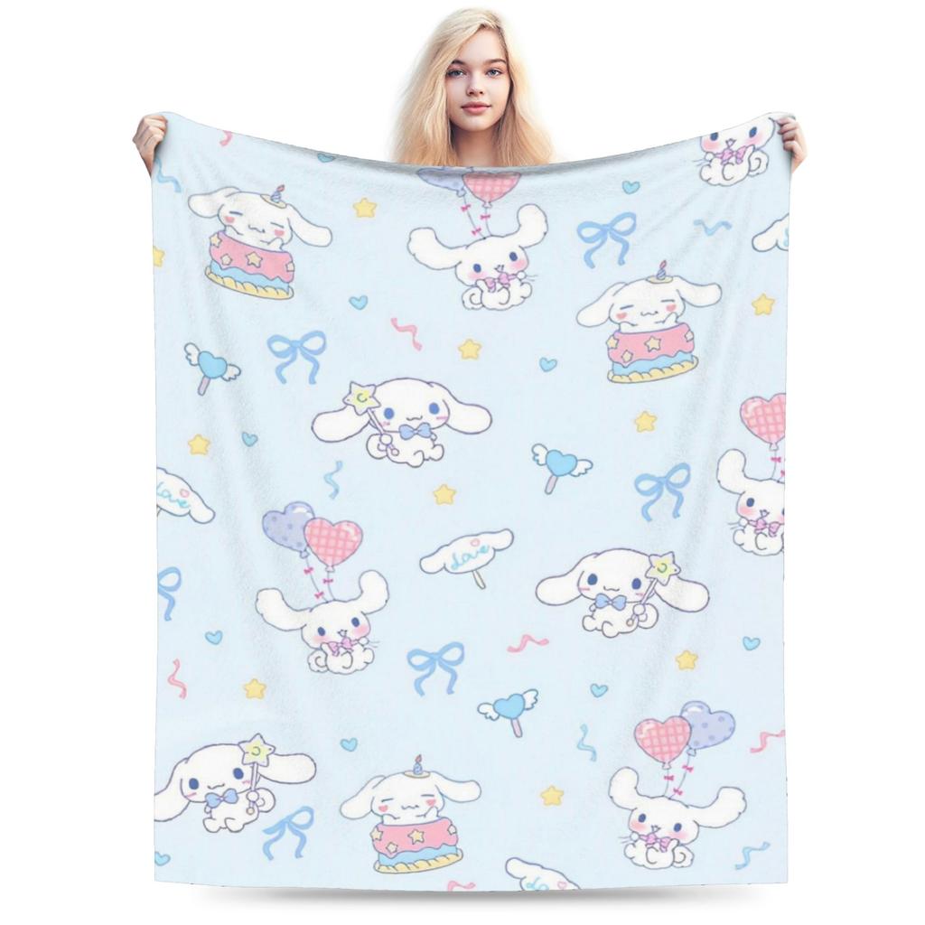 Pink Cinnamoroll Blanket Fleece Textile Decor Cute Cartoon Multifunction Ultra-Soft Throw Blanket for Home Travel Bedspread