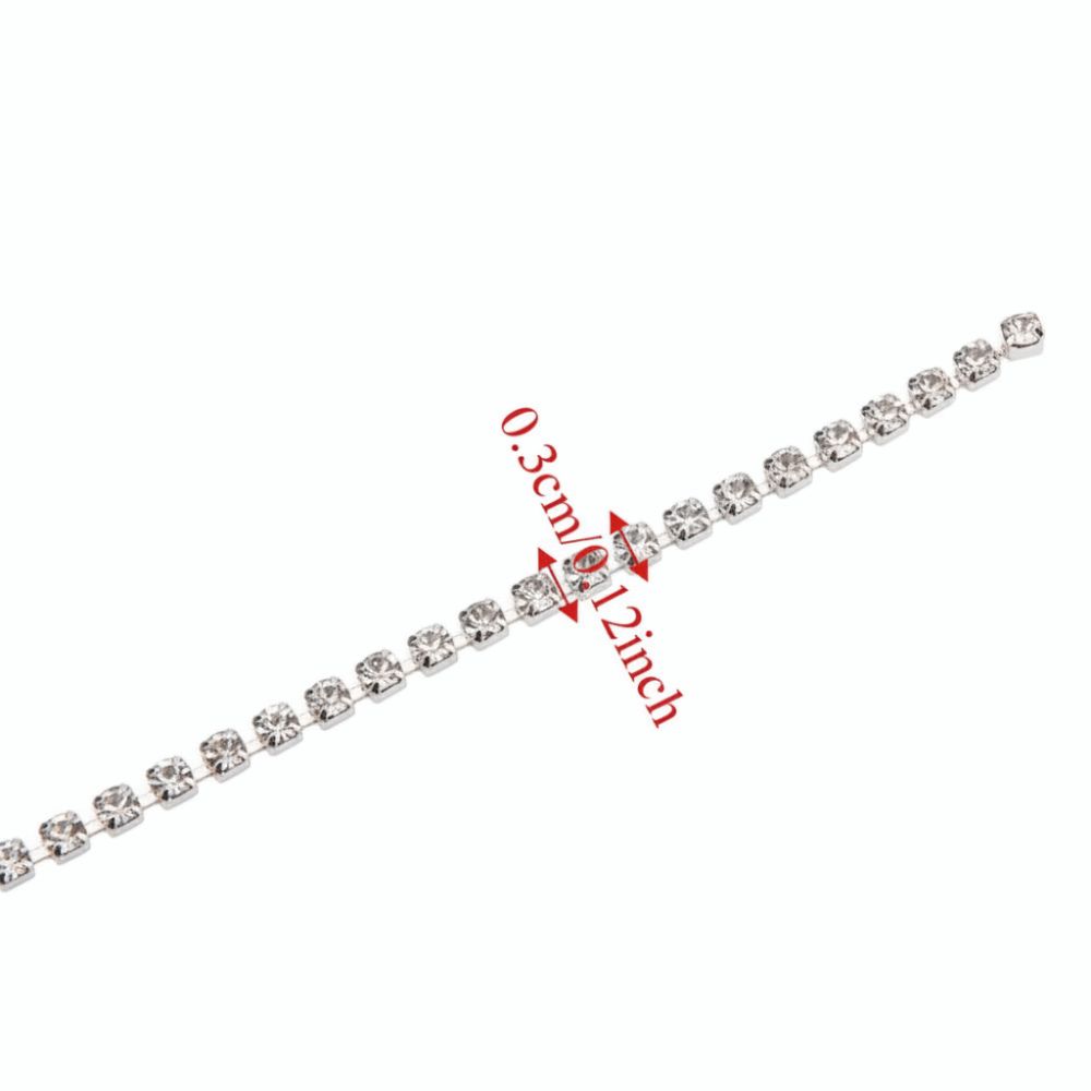 1pcs SS12 Rhinestone Chain Roll 10 Yards Close Cup Chain Trim Crystal Rhinestone Chain Sewing