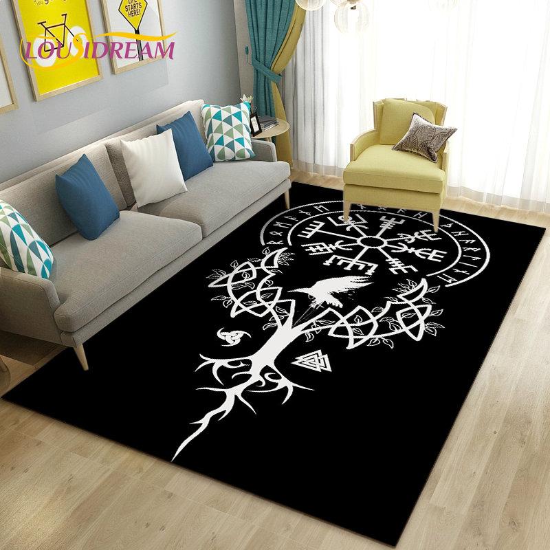 Vikings Nordic Mythology Series Area Rug,Carpet Rug for Living Room Bedroom Sofa Doormat Decoration,Kid Play Non-slip Floor Mat