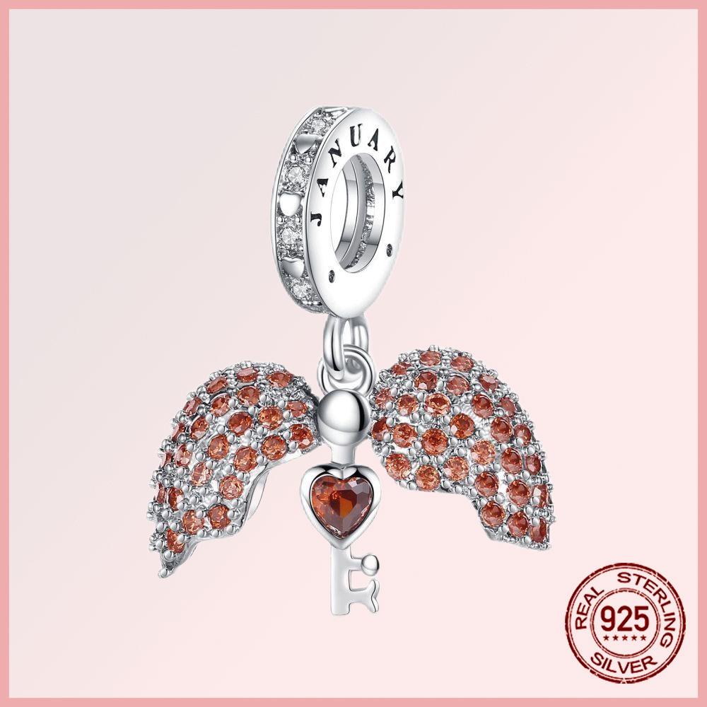 Sparkling Pavé Angel Wings Copper Dangle Charms Fit Original Bracelet Beads Jewelry Gift Diy