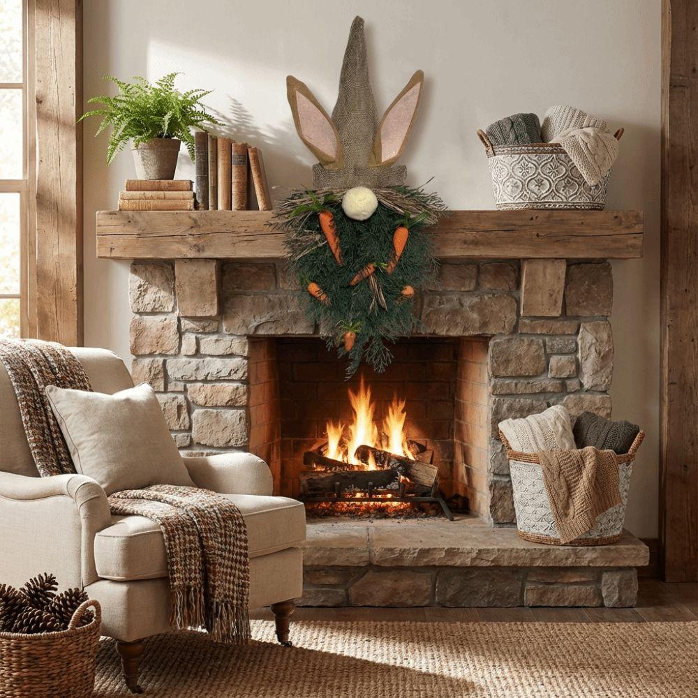 Plastic Easter Gnome Pendant With Carrot Rabbit Ears Door Hanger Spring Wreath  Home Decor