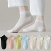 5 Pairs Women Short Ankle Socks Ladies Summer Thin Breathable Soft Cotton Mesh Socks Comfortable Trendy Fashion Casual Socks New