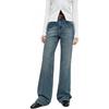 MO&Co. Women's Distressed Mid-Waist Flared Jeans with Raw Hem