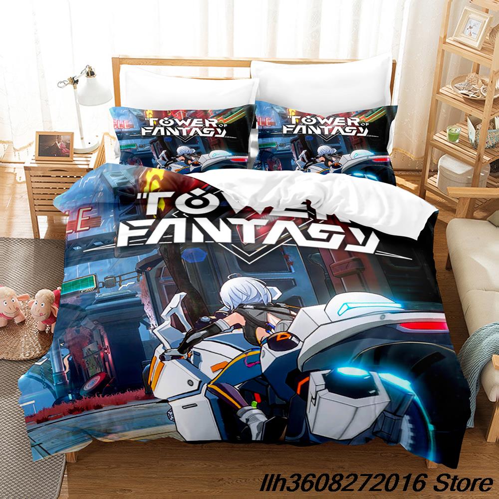 Comforter Tower Of Fantasy Bedding Set Single Twin Full Queen King Size Bed Set Adult Kid Bedroom Three-Piece Suits Anime Bed Sheet S