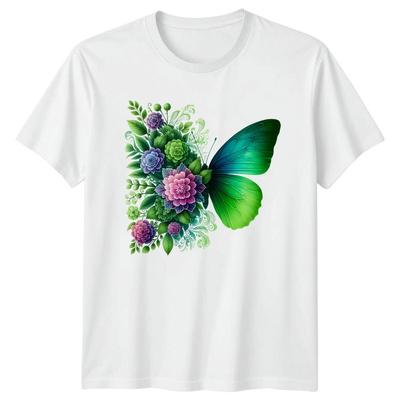 Butterfly Floral Nature Men Womens Graphic Tee Flower Unisex T-Shirt