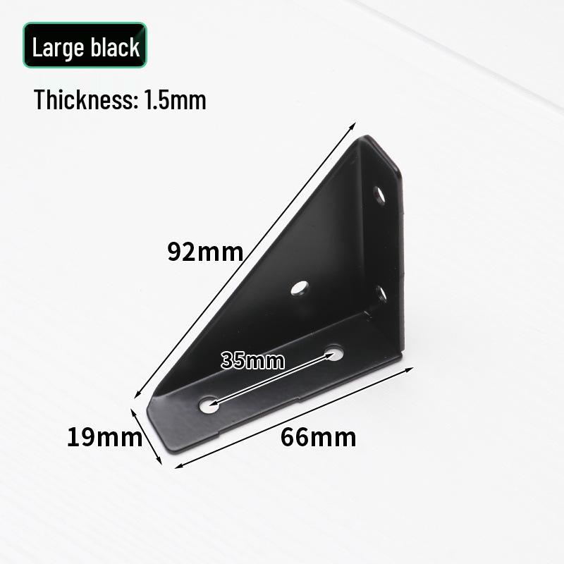 Black Powder-Coated Three-Sided Angle Iron Bracket for Kitchen Cabinet Reinforcement and Support