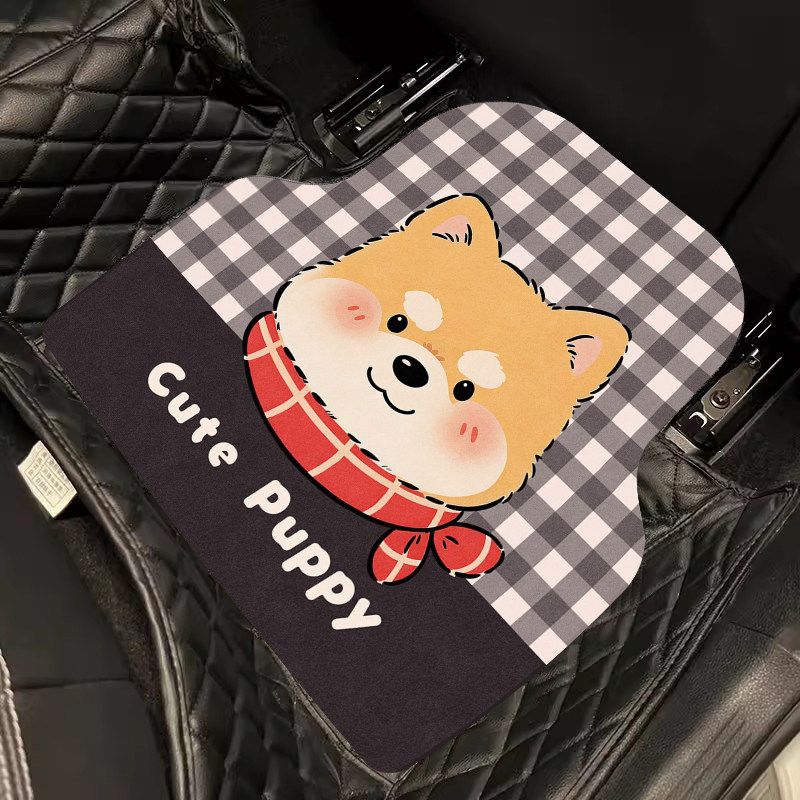 Car Floor Mats for All Seasons, Driver's Seat Carpet-Style Semi-Enclosed Single-Piece Diatomaceous Earth Anti-Slip and Water-Absorbing Car Floor Mat