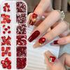 12Grid 3D Mutil-Shapes Shiny Red Diamond Nail Rhinestones SS6-SS16 Round Crystals Nail Gems Luxury Glass Nail Art Gems Decor Y5#