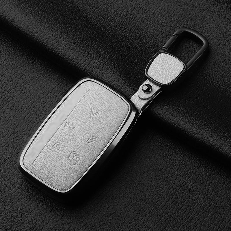 Aluminiumlegierung Ziegenleder Auto Schlüsselhülle Abdeckung für Jaguar JLR XF XJ XE XJL XFL I-PACE E-PACE F-Pace Auto Schlüsselhülle Schutz Fob