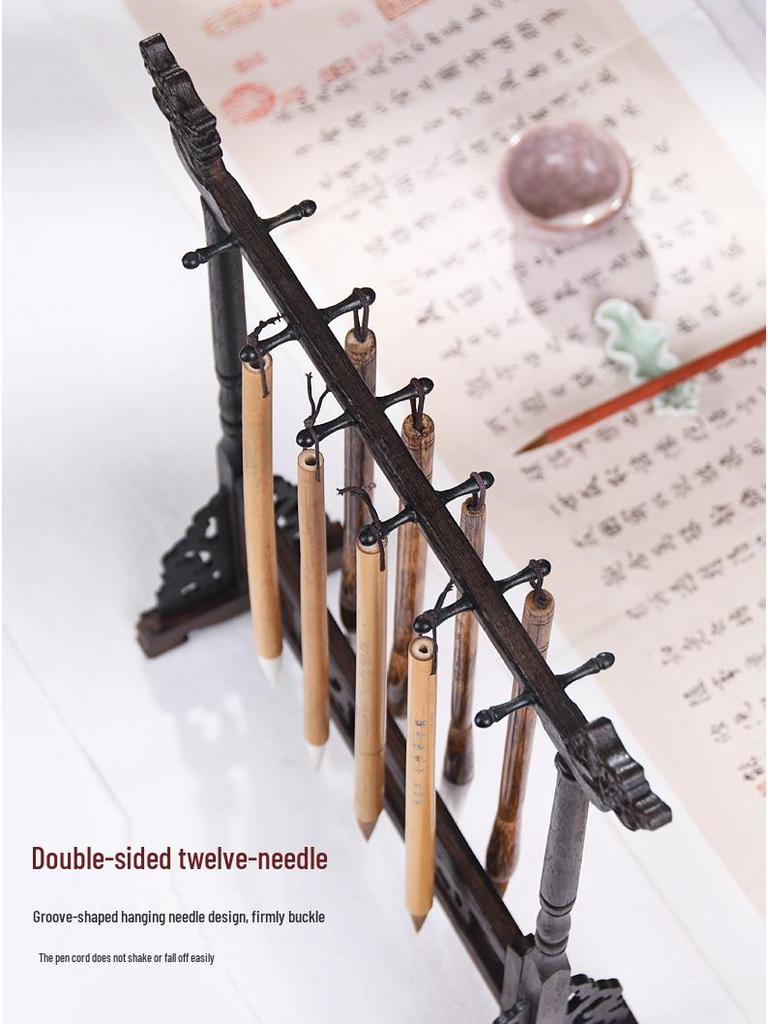 Solid Wood Calligraphy Brush & Pen Holder Stand for Beginners