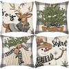 New Christmas Pillowcase Christmas Snowman Short Plush Linen Print Elk Home Decoration Pillow Pillow