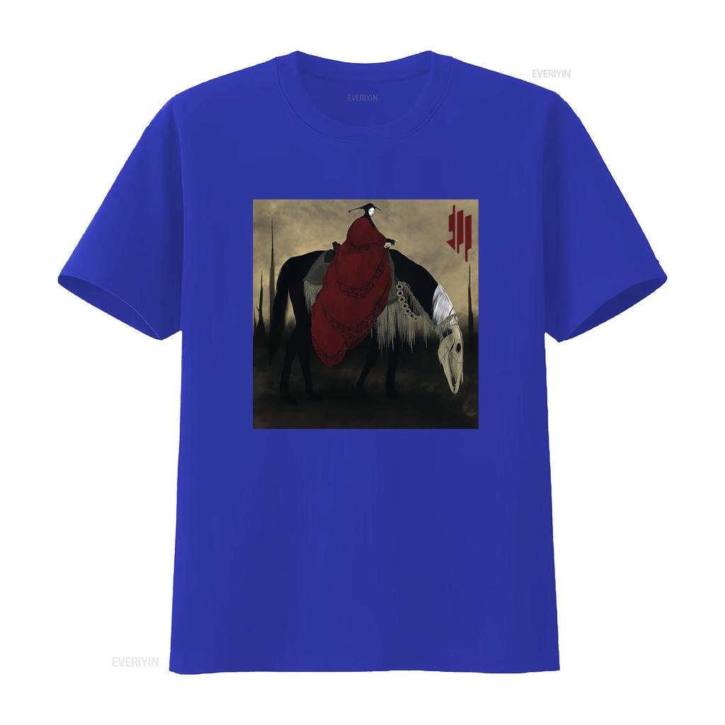 Skrillex Quest For Fire Premium T Shirt Unique Gothic Design with Mysterious Rider and Skull Horse Print Vintage Washed