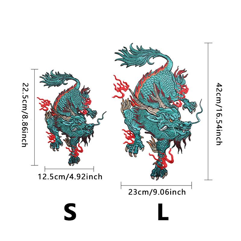 Chinese Style Auspicious Dragon Patches 2 Sizes Kirin Embroidery Patches For DIY Sewing Jacket Fashion Clothes Decor Accessories