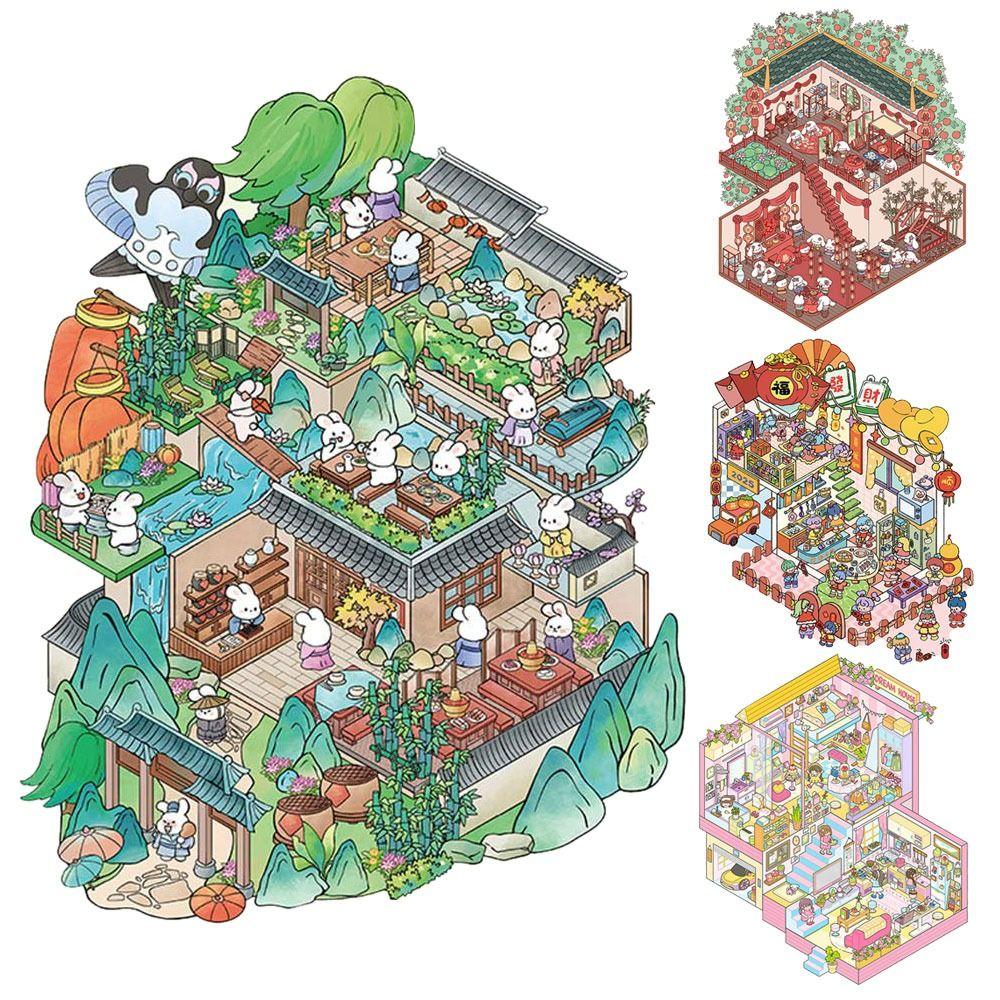 3D Miniature Scene 3D Stickers Multi Style Visual Stacking Sticker New Landscape Notebook Sticker