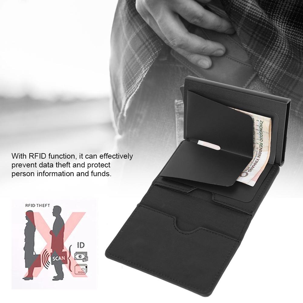 Fashion Portable Unisex PU Leather RFID Blocking Card Bag Holders Anti Theft Change Purse Wallet(Black )