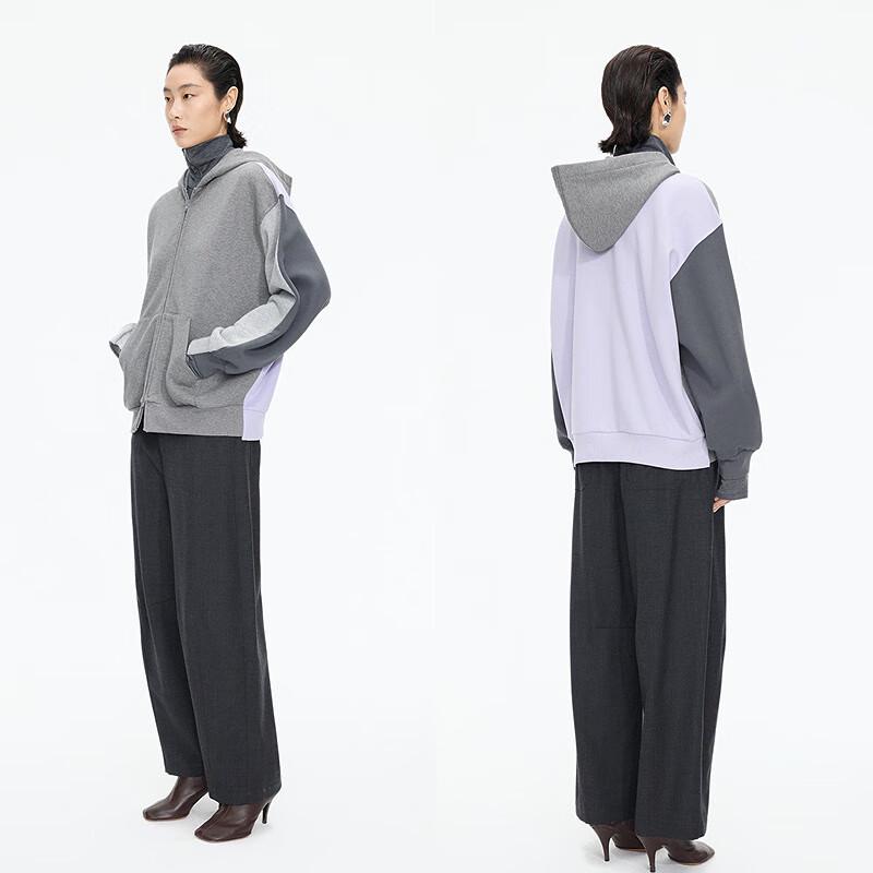 JNBY 2025 Winter Color Block Hooded Zip-Up Sweatshirt