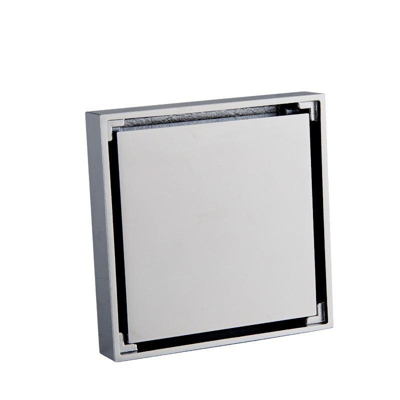 Tile Insert Floor Drain Anti Odor Bathroom Shower Waste Water Drain Brass Conceal Square Floor Drain (Silver,Brass)