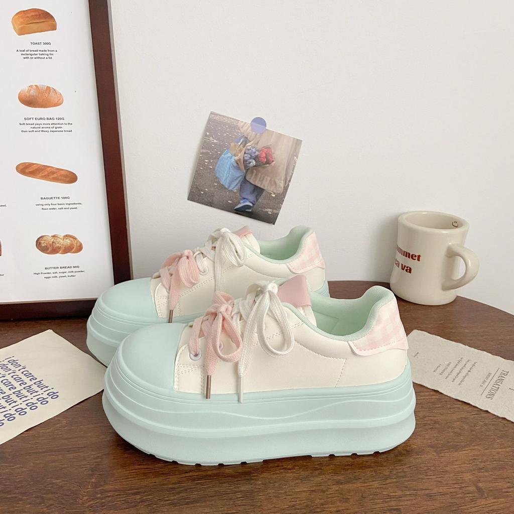 Ugly cute muffin little white shoes women's platform autumn new chic niche Korean version bread shoes versatile sports board shoes