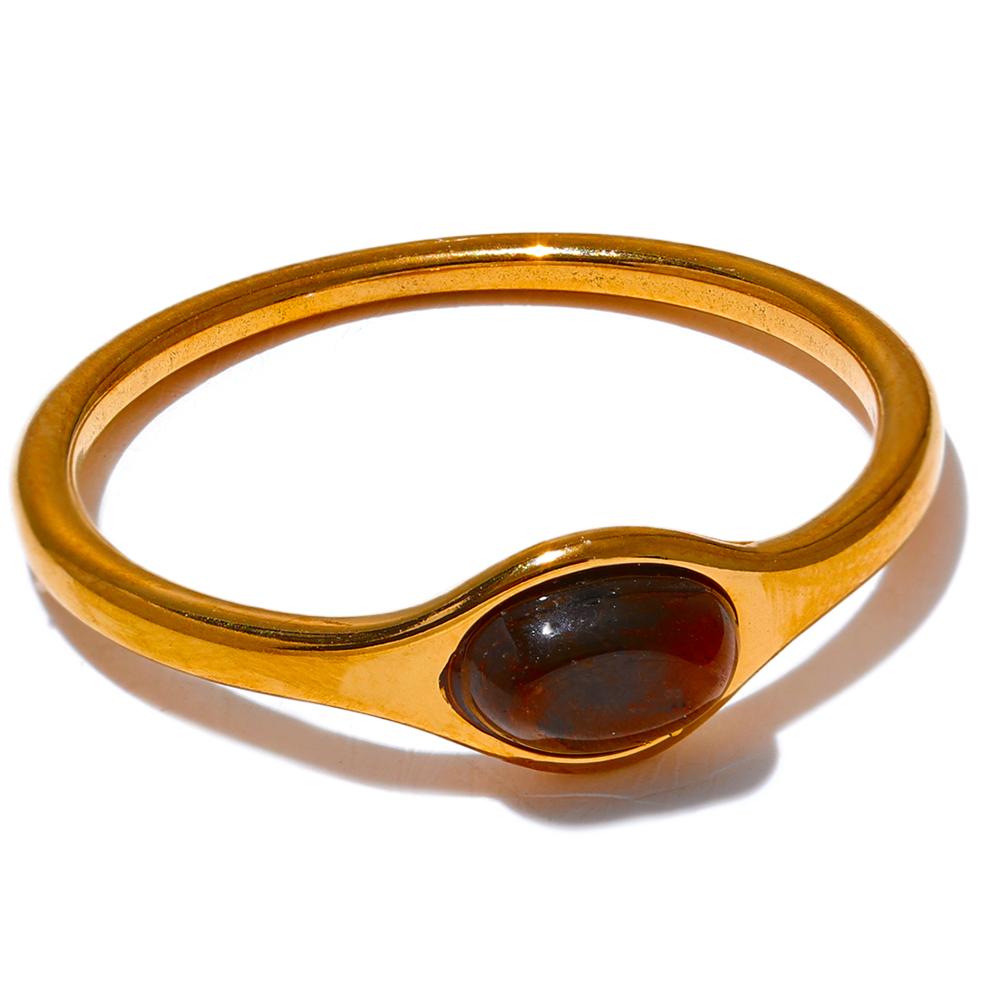 

Yhpup Chic Natural Stone Stainless Steel Fashion Ring Minimalist Gold Color Waterproof France Jewelry Women Accessories Gift 6