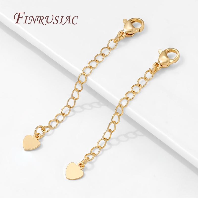 18K Gold Plated Extension Chain with Clasp For Jewelry,Brass Extension Tail Chain,DIY Bracelets/Necklace Making Accessories