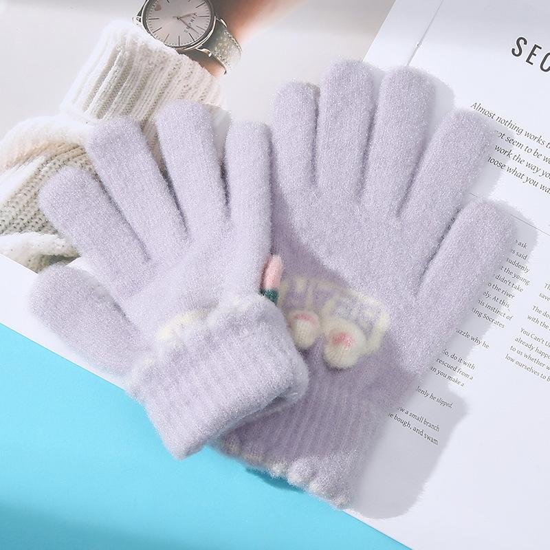 Touch Screen Five finger Gloves for Women in Autumn and Winter Knitted Thickened Velvet Warm Split Finger Cycling Protection Against Cold