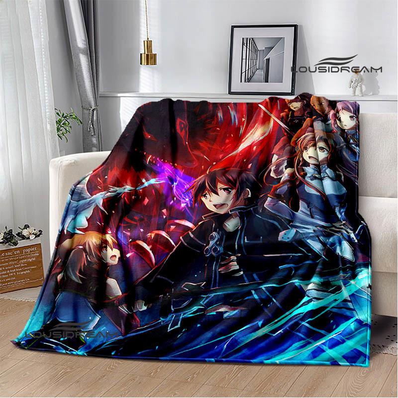 Cartoon Sword Art Online Printed Blankets Picnic Blanket Warm Flannel Blankets Home Bed Linings Blankets for Beds Birthday Gift