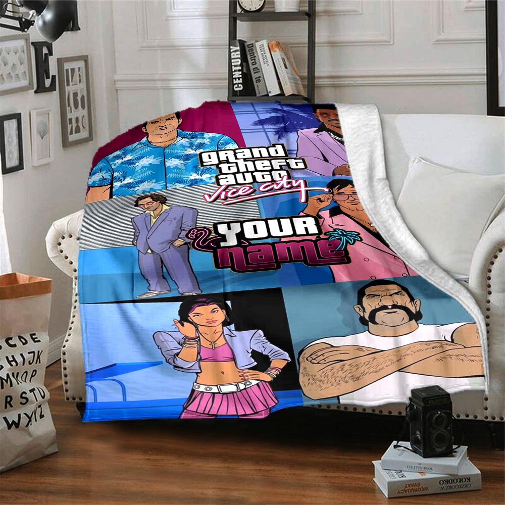Gta Personalized Name Blanket Multi-purpose Personalized Blanket Soft Warm Cozy Perfect for Livingroom Office Picnics Chair for All Occasions
