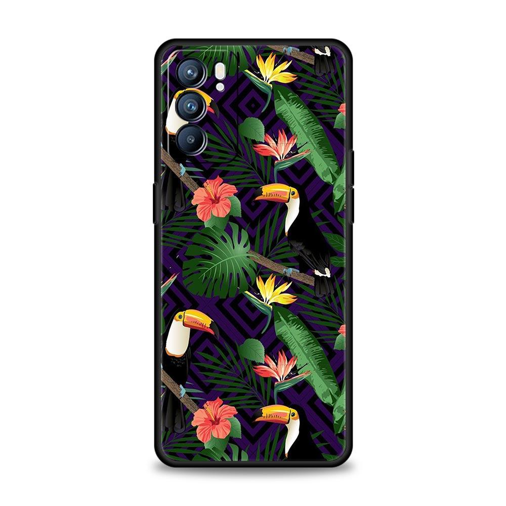 Vintage Bananenblatt-Blumenhülle für Oppo Reno8 Reno7 Reno6 Pro A54 5G Find X6 X5 A53 A52 A9 A15 A95 A17 A16 A76 A74 A57 Abdeckung