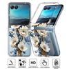 Flower Pattern Clear Phone Case For Motorola Razr 60 50 Ultra Razr60 Ultra Razr40 Razr50 Shockproof Folding Transparent Cover