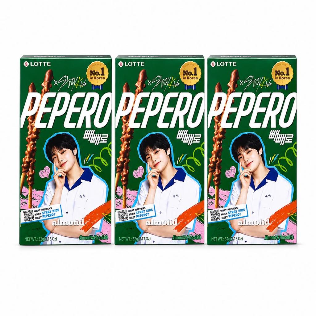 Lotte Pepero Almond Chocolate Biscuit Sticks Boy Group Limited Edition 32g Patterns are sent randomly