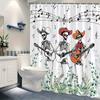 Guitar Playing Skeletons Shower Curtain - Colorful Hats & Dancing Skeletons, 12 Hooks, Fun Festive Bath Decor