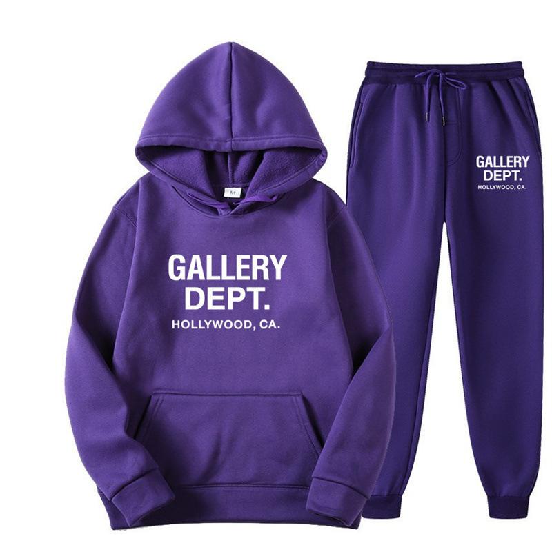 GALLERY GREY CENTER Printed hoodie set men s and women s fleece sweater set trendy S
