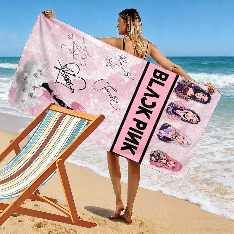 Blackpink Heartbeat Glow Beach Towel Beach Towel for Vacation Photos Portable for Travel Outdoor Pool Towel Absorbent Bath Towel Swim