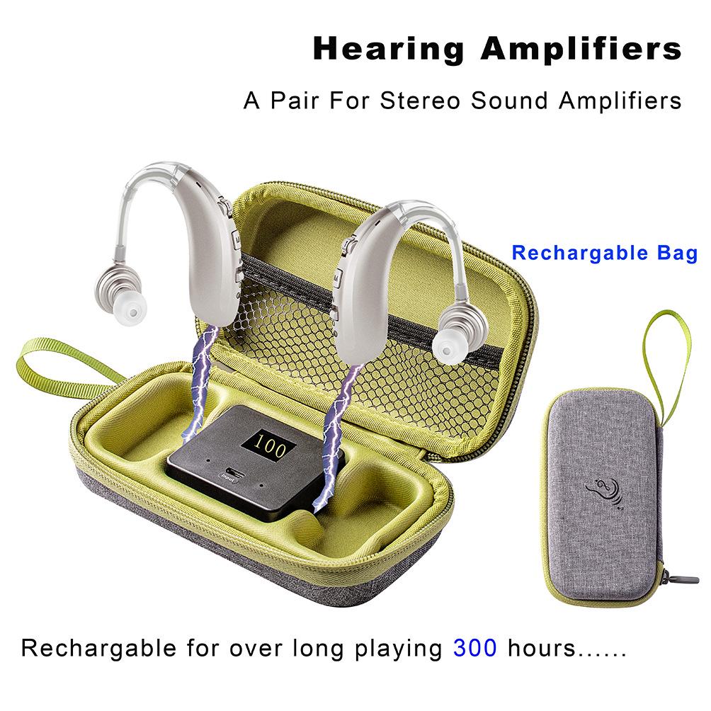 New Digital Wireless BTE Hearing Aid for Seniors with Charging Case