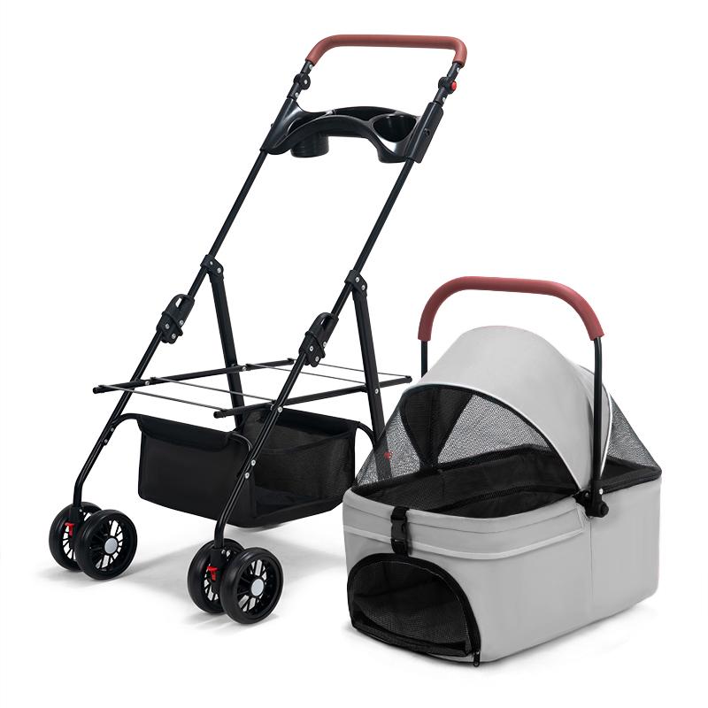 

Foldable Lightweight Pet Stroller with Detachable Basket for Dogs and Cats Default