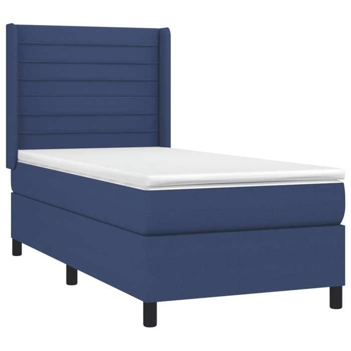 3131471 vidaXL Lit à sommier tapissier avec matelas Bleu 80x200 cm Tissu